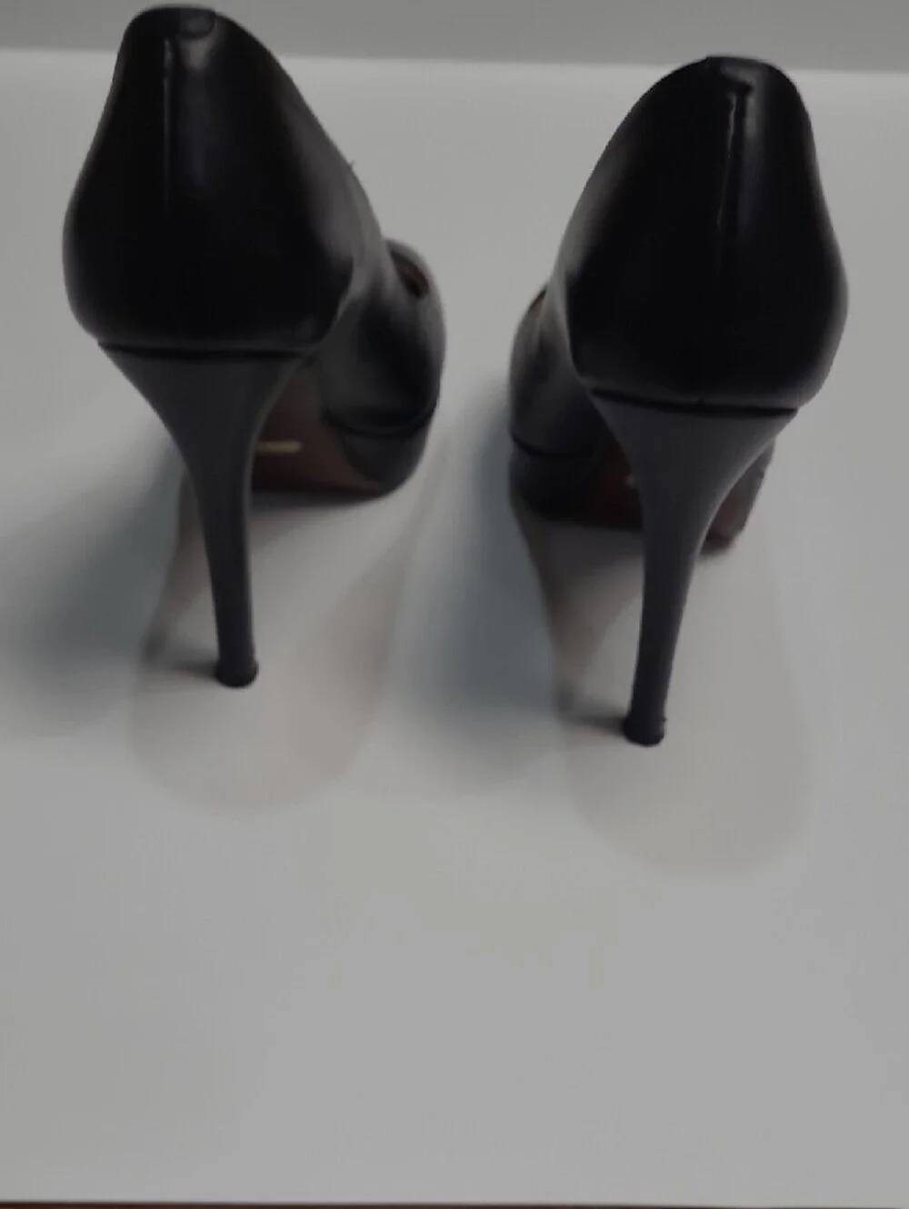 Cole Haan Black Leather Peep-Toe Heels Featuring Nike Air Technology - Size 6.5